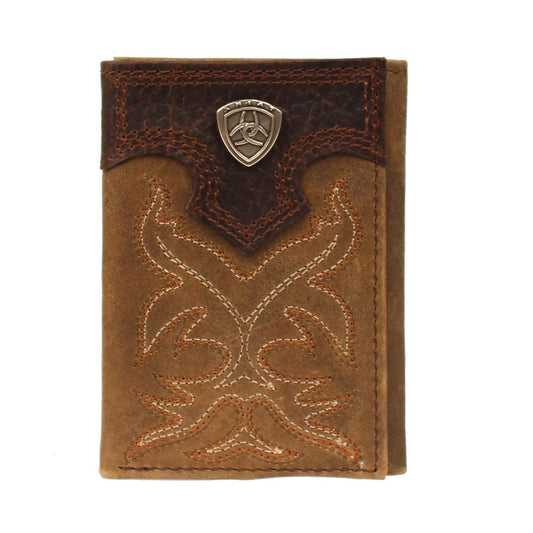 Ariat 2 Tone Western Stitch Trifold Wallet