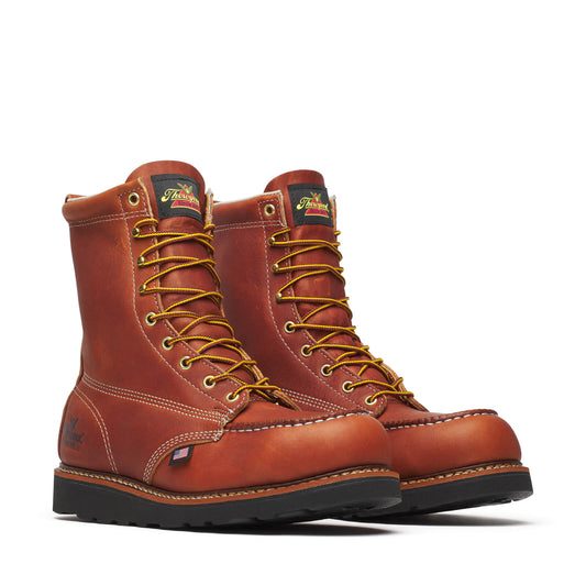 Thorogood American Heritage 8" Moc Toe Tobacco Black Peak Steel Toe EH