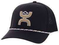 Hooey Sterling Black 6-Panel Trucker with Tan White Hooey Logo