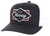Hooey Diamond Black White 6-Panel Trucker with Black White Red Patch