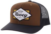 Hooey Diamond Brown Black 6-Panel Trucker with Black White Yellow Patch