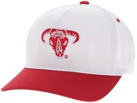 Bad Company White 5-Panel Trucker with Red Bill and Red Embroidery Logo
