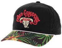Bad Company Black 5-Panel Trucker with Floral Pattern Bill with Red Yellow Embroidery Logo