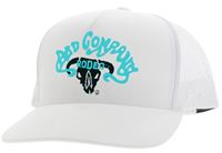 Bad Company White 5-Panel Trucker with Blue Black Embroidery Logo
