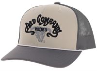 Bad Company Cream Grey 6-Panel Trucker with Charcoal Bill and Black Charcoal Embroidery Logo