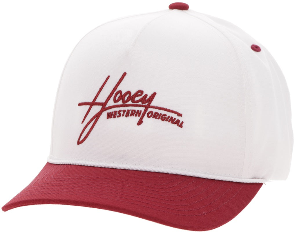 Hooey Mark Out White/Maroon Bill Trucker Hat
