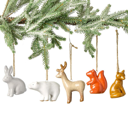 Two's Company Woodland Animal Glazed Ornament
