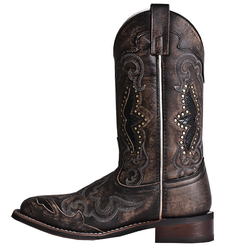 Laredo Spellbound Studded Distressed Black Square Toe