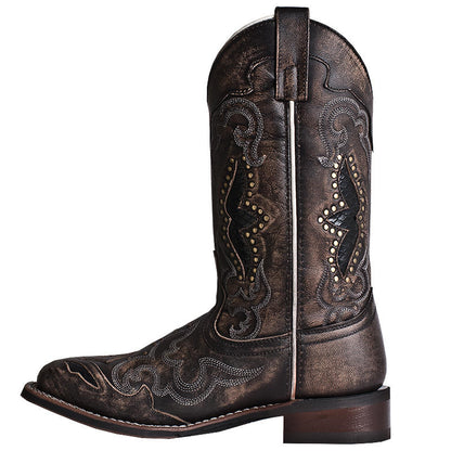 Laredo Spellbound Studded Distressed Black Square Toe