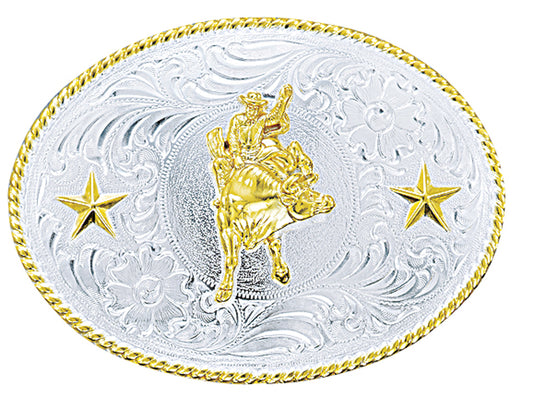 Nocona Gold Bull Rider/stars Buckle