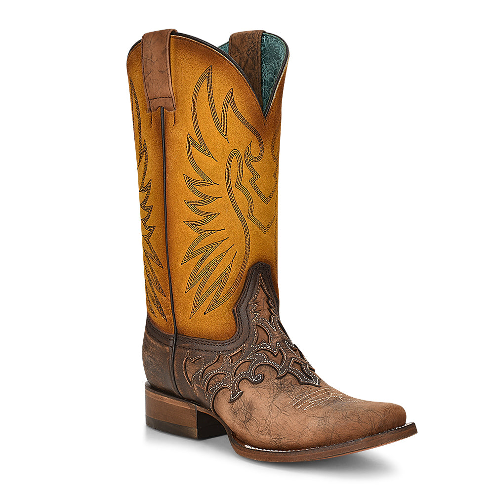 Corral Brown/Yellow Overlay Saddle Vamp