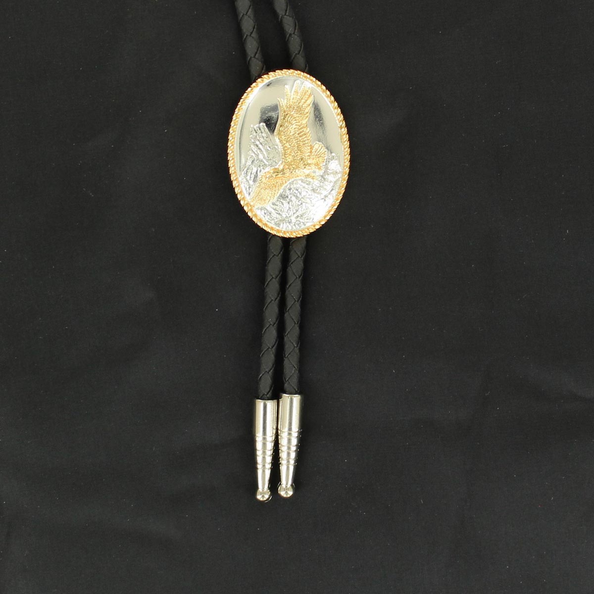 Gold Eagle Oval Bolo Tie