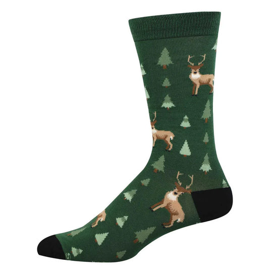 Socksmith Men Bamboo Deer in the Trees Green