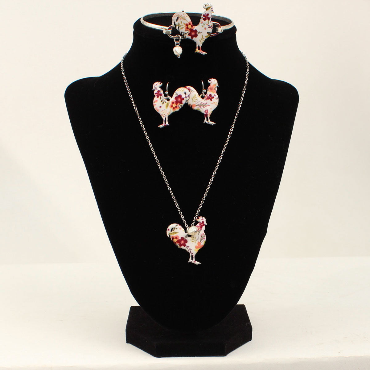 Mf Flower Rooster Jewelry Set