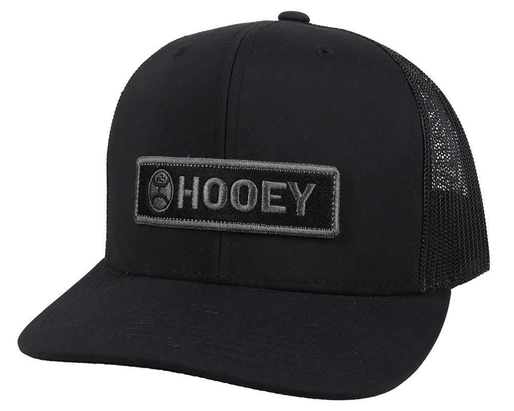 Hooey Black on Black Wide Logo Patch Hat