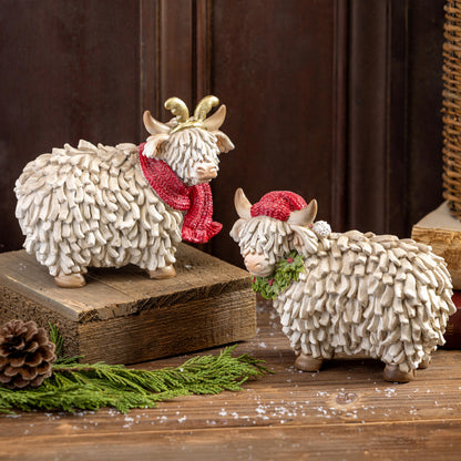 Evergreen Woodland Storybook Table Décor Highland Cow Resin