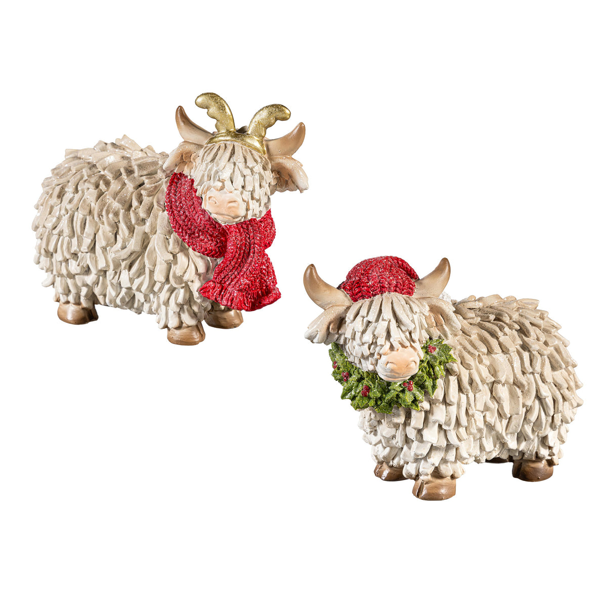 Evergreen Woodland Storybook Table Décor Highland Cow Resin