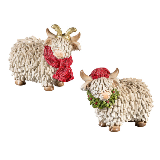 Evergreen Woodland Storybook Table Décor Highland Cow Resin