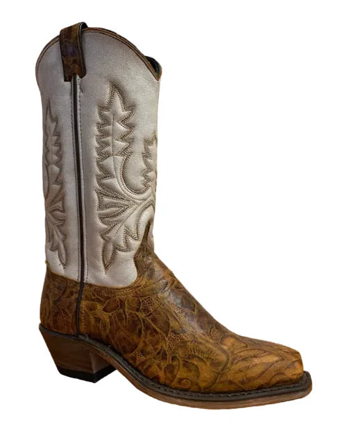 Abilene Embossed Brown White Top Square Toe