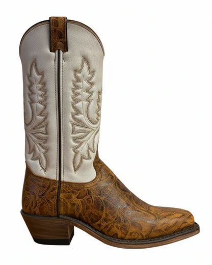 Abilene Embossed Brown White Top Square Toe