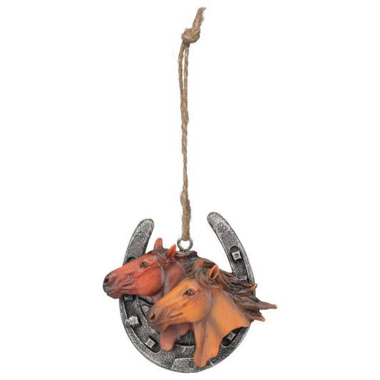 Tough 1 Horseshoe with Horses Ornament