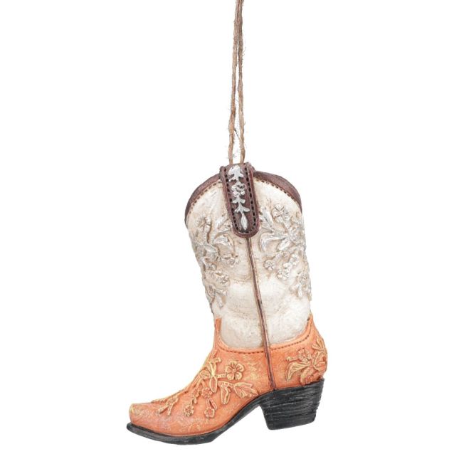 Tough 1 Ornament Cowboy Boot Floral Embosse