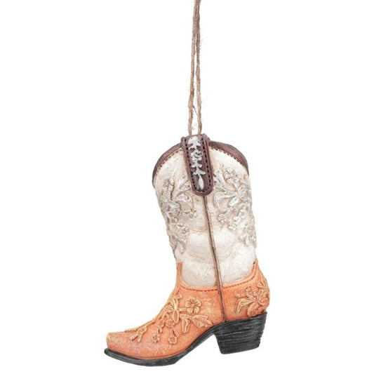 Tough 1 Ornament Cowboy Boot Floral Embosse