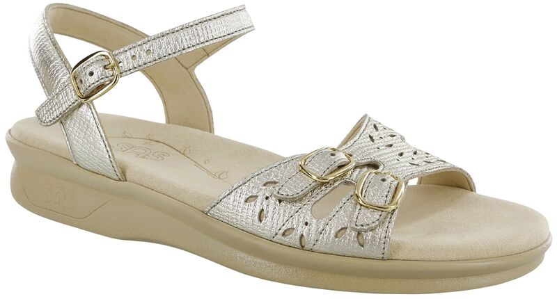 SAS Duo Quarter Strap Sandal Gold Linen