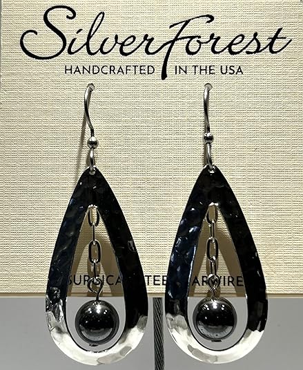 Silver Forest Contemporary Teardrop & Bead Earring