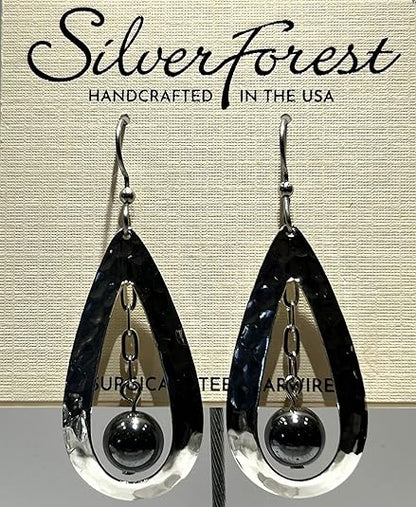 Silver Forest Contemporary Teardrop & Bead Earring