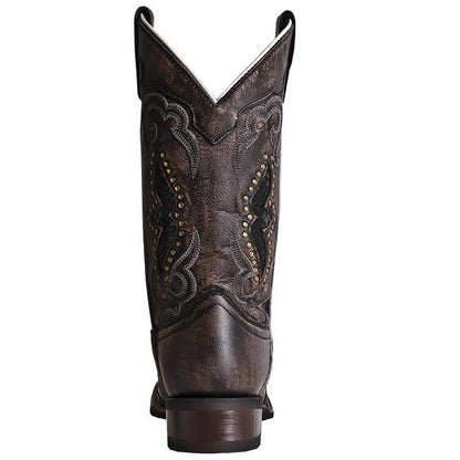Laredo Spellbound Studded Distressed Black Square Toe