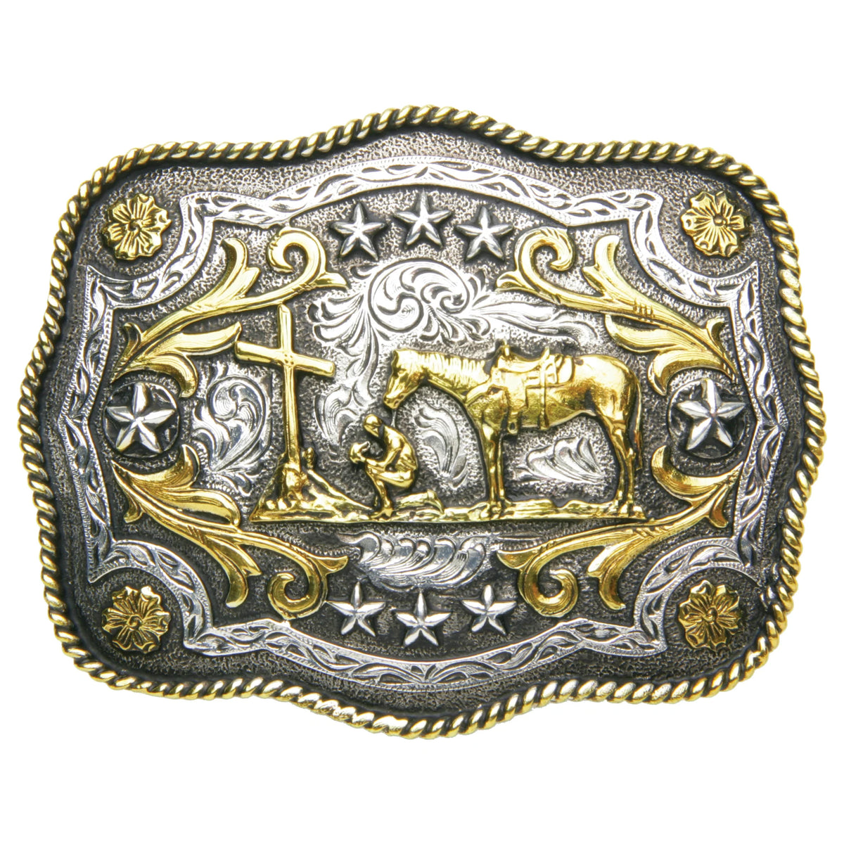 AndWest Scalloped Praying Cowboy Buckle
