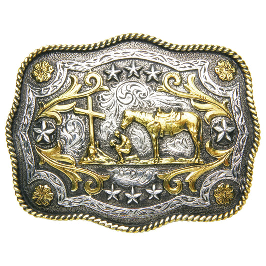 AndWest Scalloped Praying Cowboy Buckle