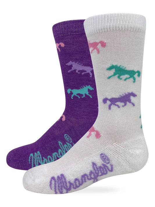 Wrangler Kids Horses Crew Socks 2 Pack