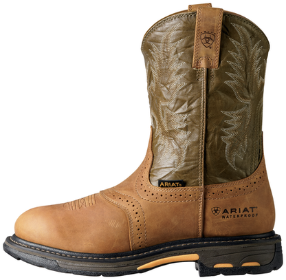 Ariat WorkHog Aged Bark and Army Green Composite Toe Waterproof EH