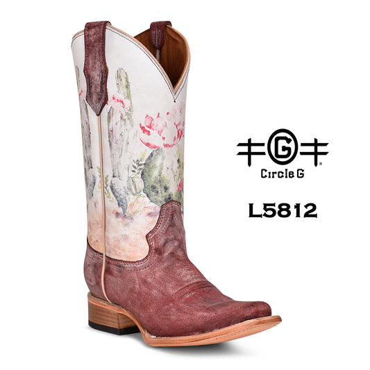 Circle G Destert Print/Burgundy Square Toe