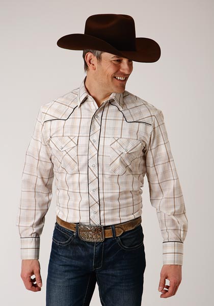 Roper Tan/Cream Buffalo Back Snap KS