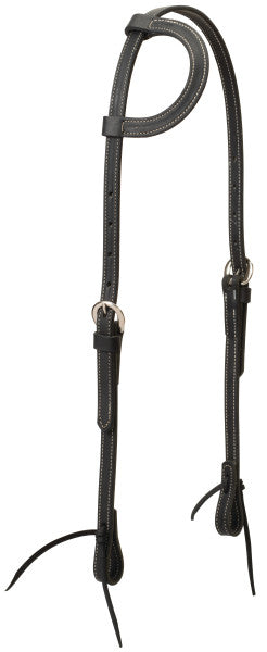 Weaver Black Leather Flat Sliding Ear Headstall