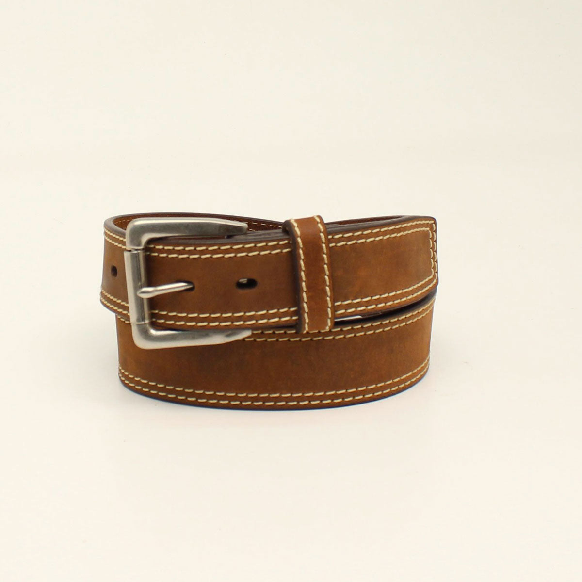 Ariat Double Stitch Roller Buckle Belt Medium Brown