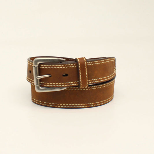 Ariat Double Stitch Roller Buckle Belt Medium Brown