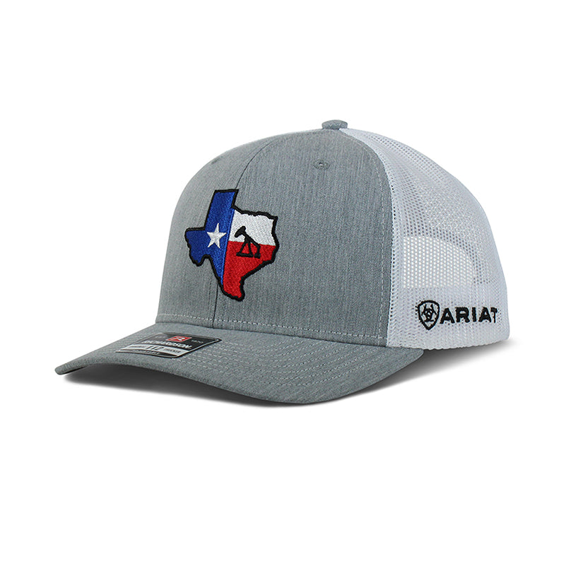 Ariat Grey/Whit Texas Patch Hat