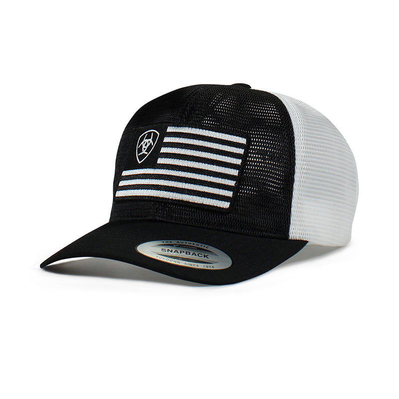 Ariat Black/Whtie Flag Logo Cap