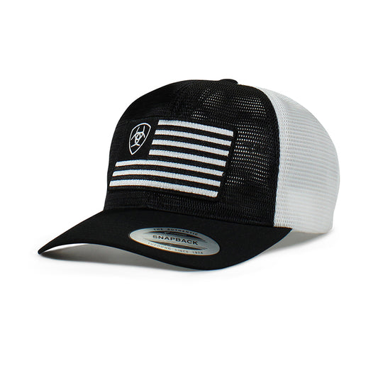 Ariat Black/Whtie Flag Logo Cap