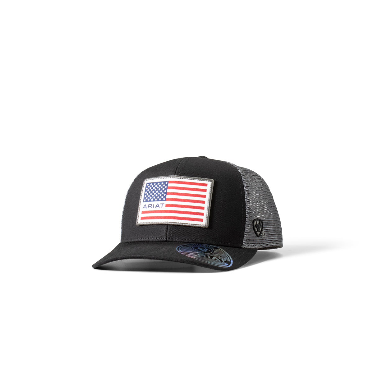 Ariat Black/Grey American Flag Patch Hat