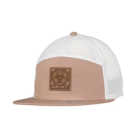 Ariat White/Tan 7 Panel Hat