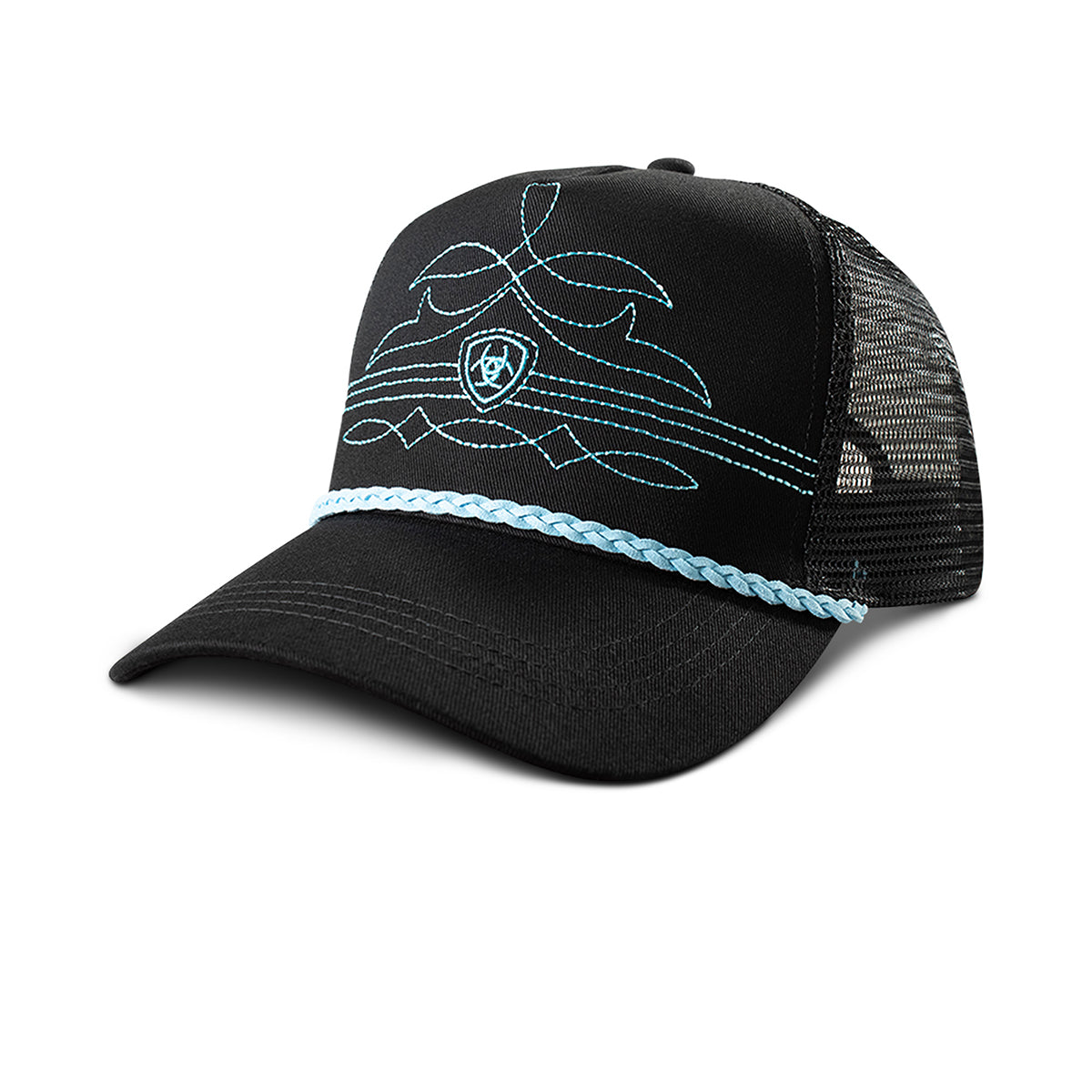 Ariat Black/Turquoise Rope and Toe Bug Hat