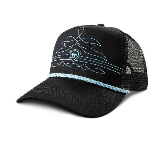 Ariat Black/Turquoise Rope and Toe Bug Hat