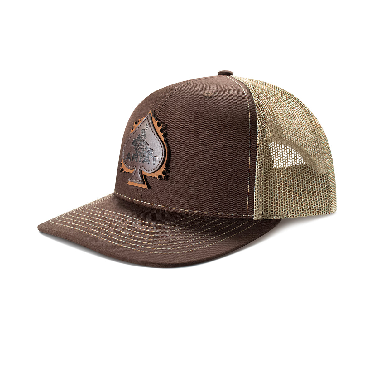 Ariat Leather Spades & Bronc Patch Hat