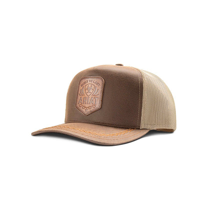 Ariat Brown Faux Leather Logo Patch Hat
