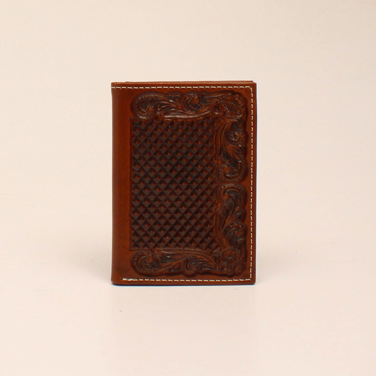 Ariat Tooled Basketweave/Floral Trifold Wallet